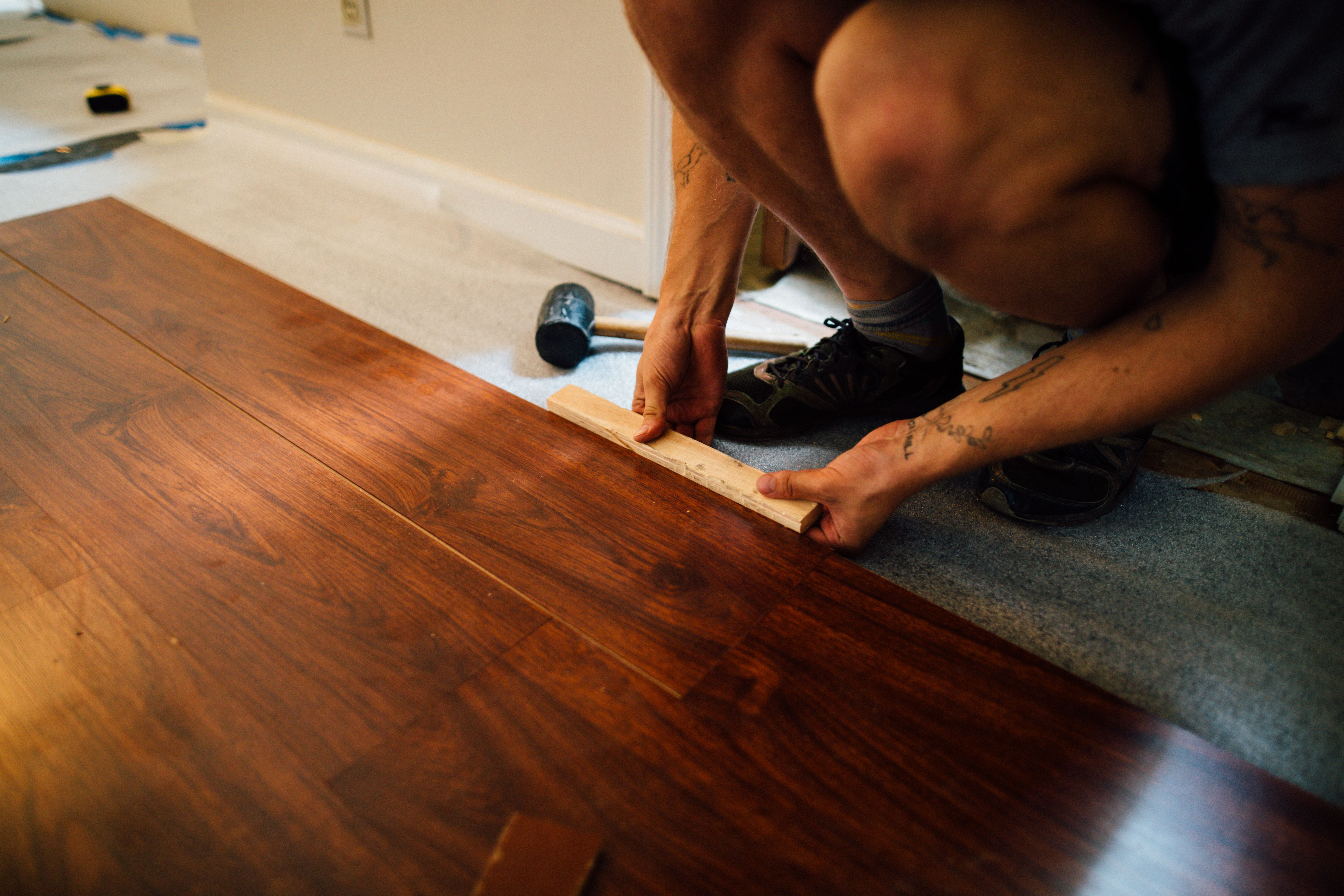 Professional commercial flooring installation in a business setting